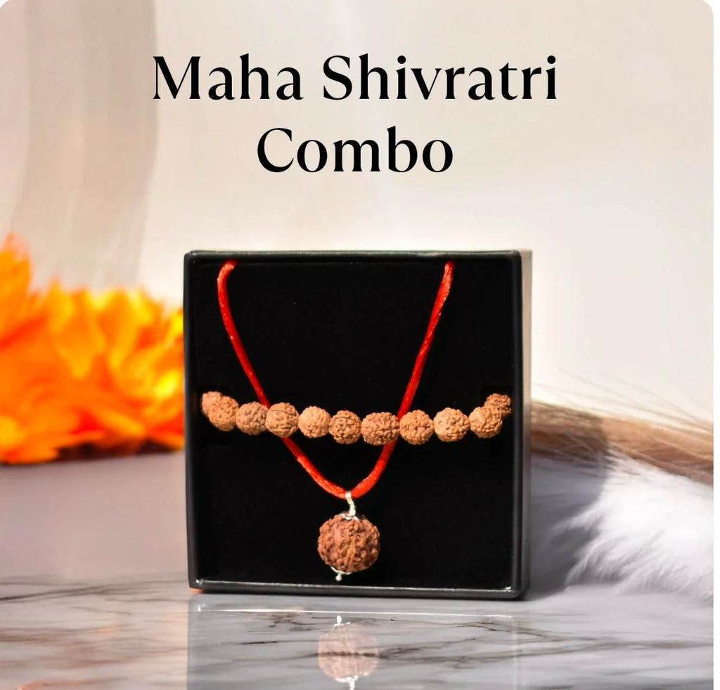 Maha SHIV Combo  5 Mukhi Rudraksha With Bracelet