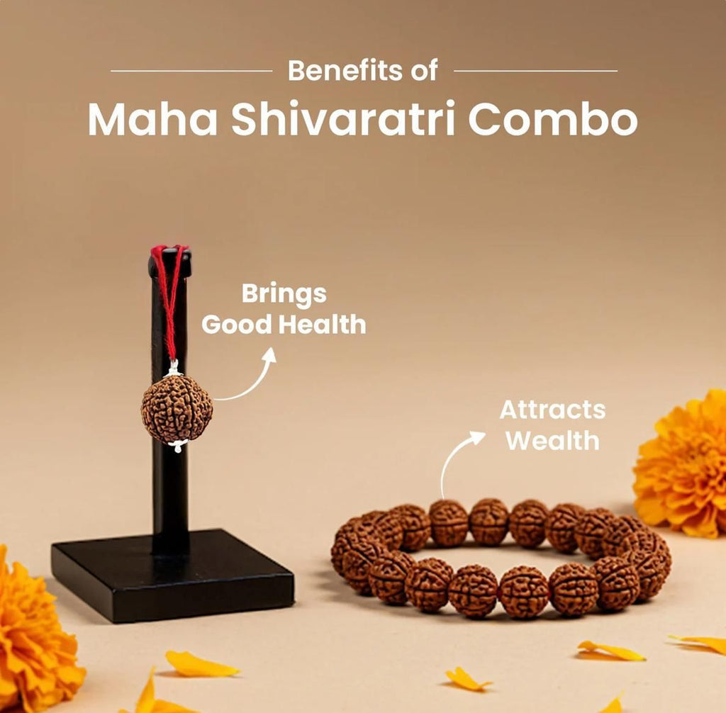 Maha SHIV Combo  5 Mukhi Rudraksha With Bracelet